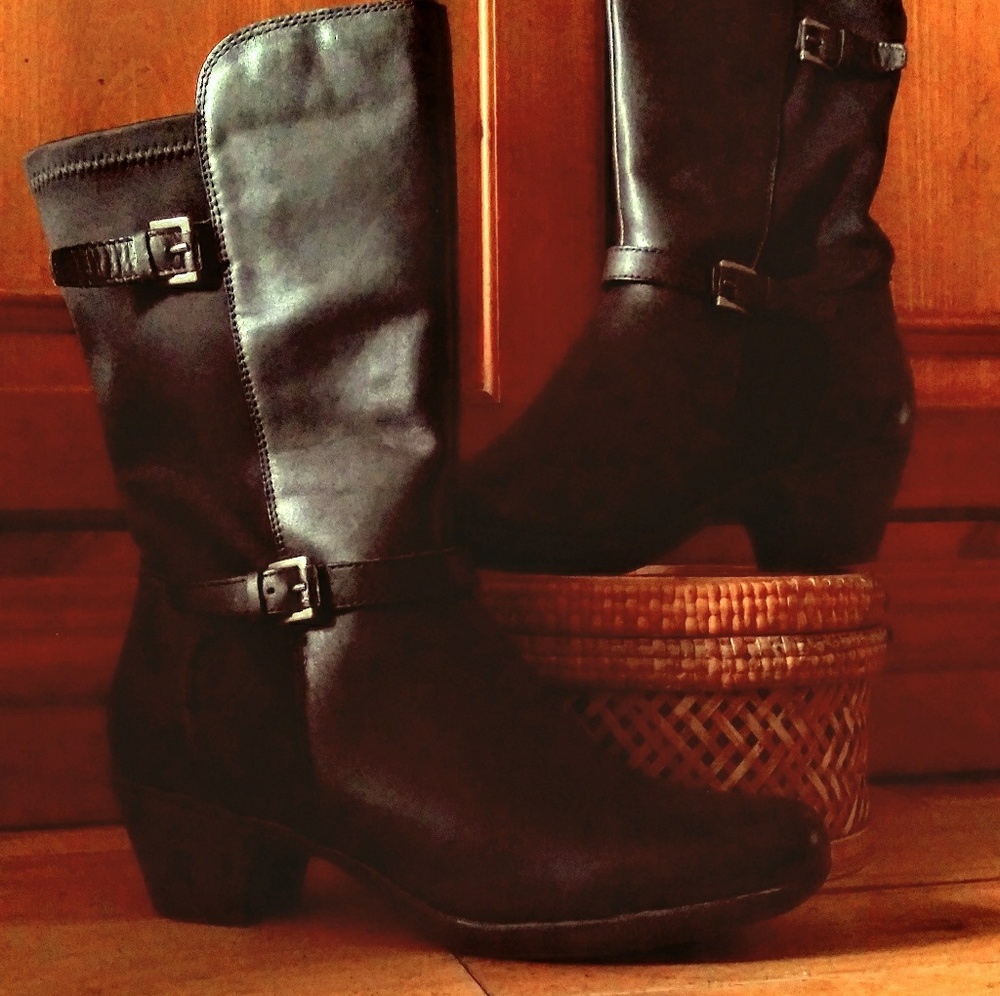 Black leather boots